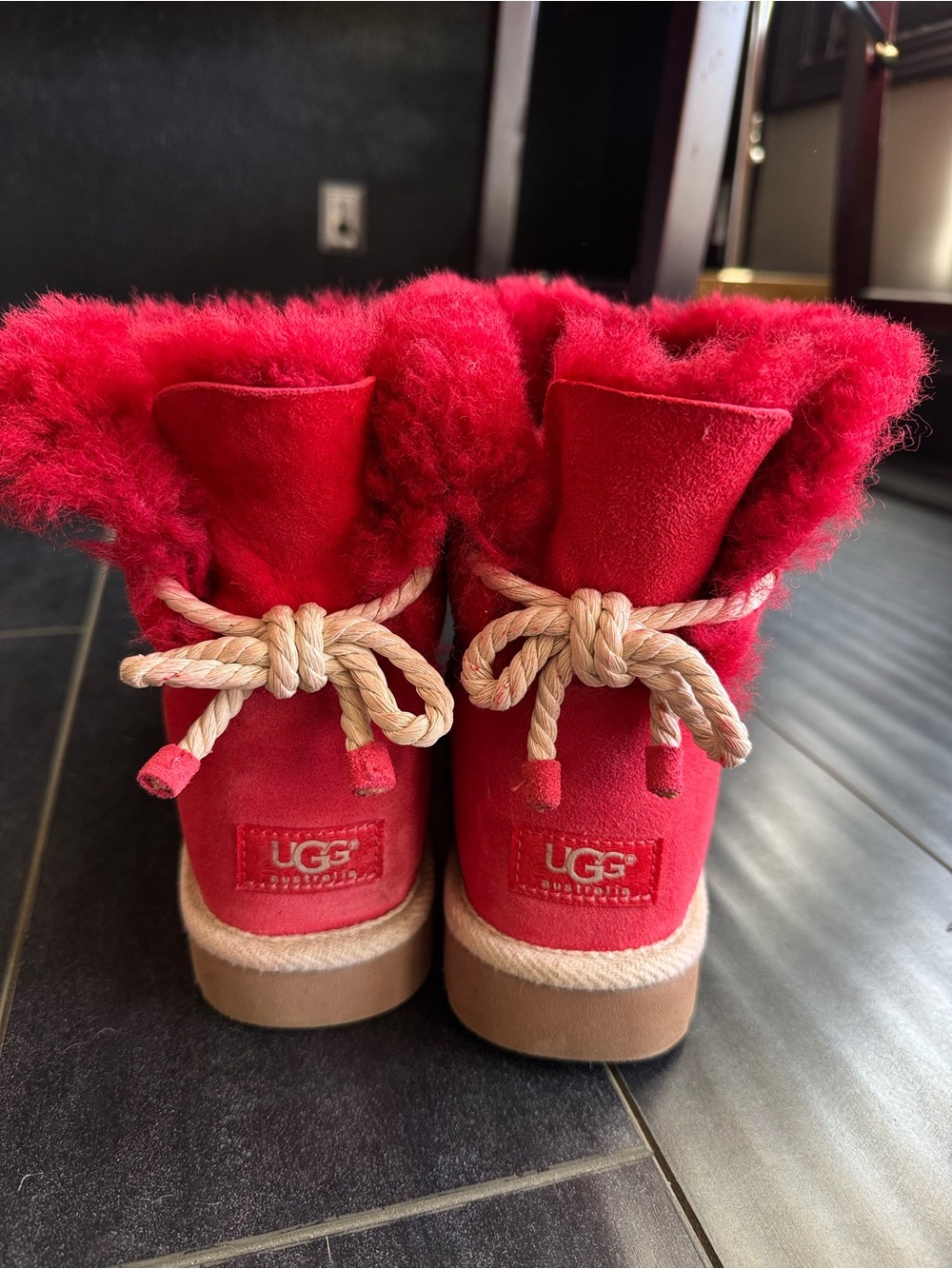 UGG Women Red Boots Bootie size 8